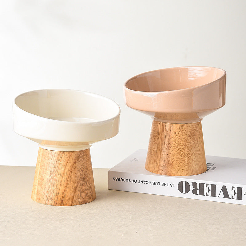 Elevated Ceramic Pet Food Water Bowl Dish Set