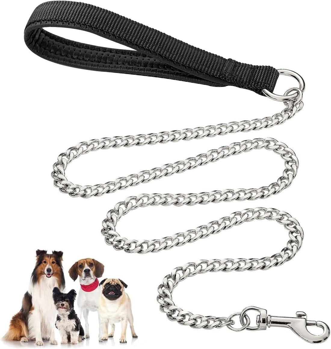 Heavy Duty Chew Proof Pet Leash Chain With Padded Handle