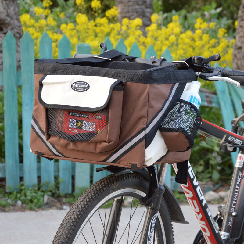 Pet Bicycle Front Basket Removable Carrier Bag
