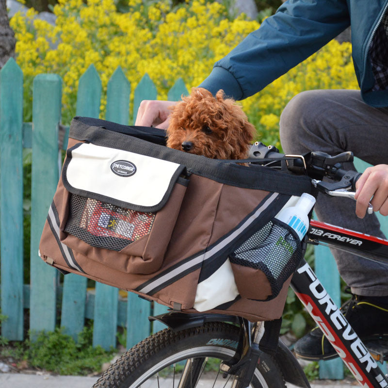 Pet Bicycle Front Basket Removable Carrier Bag