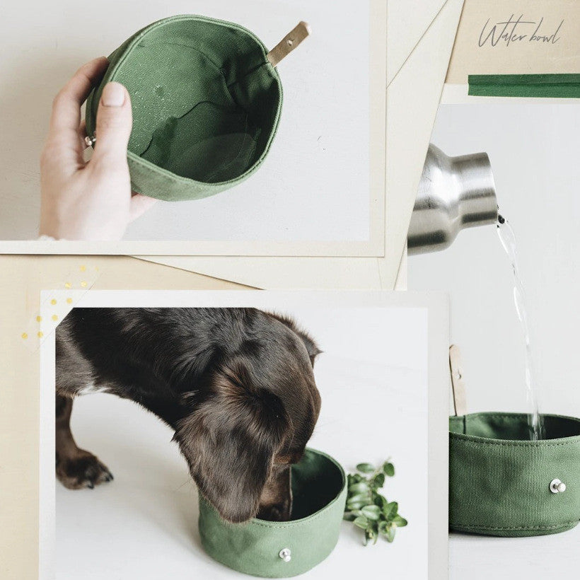 Portable Folding Pet Bowl Canvas Travel Feeding Water Bowl