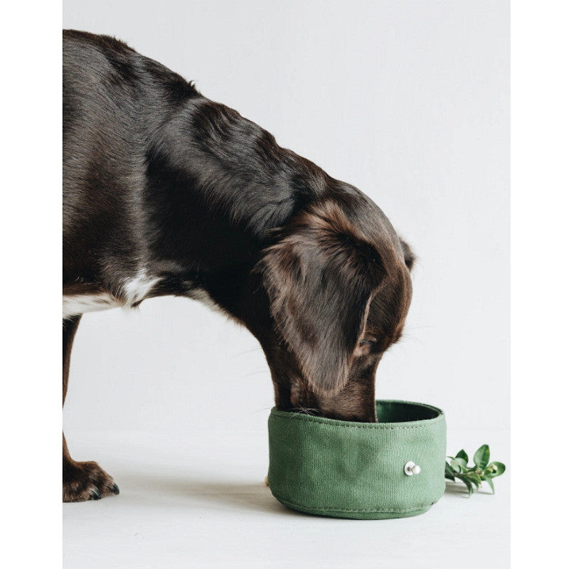 Portable Folding Pet Bowl Canvas Travel Feeding Water Bowl