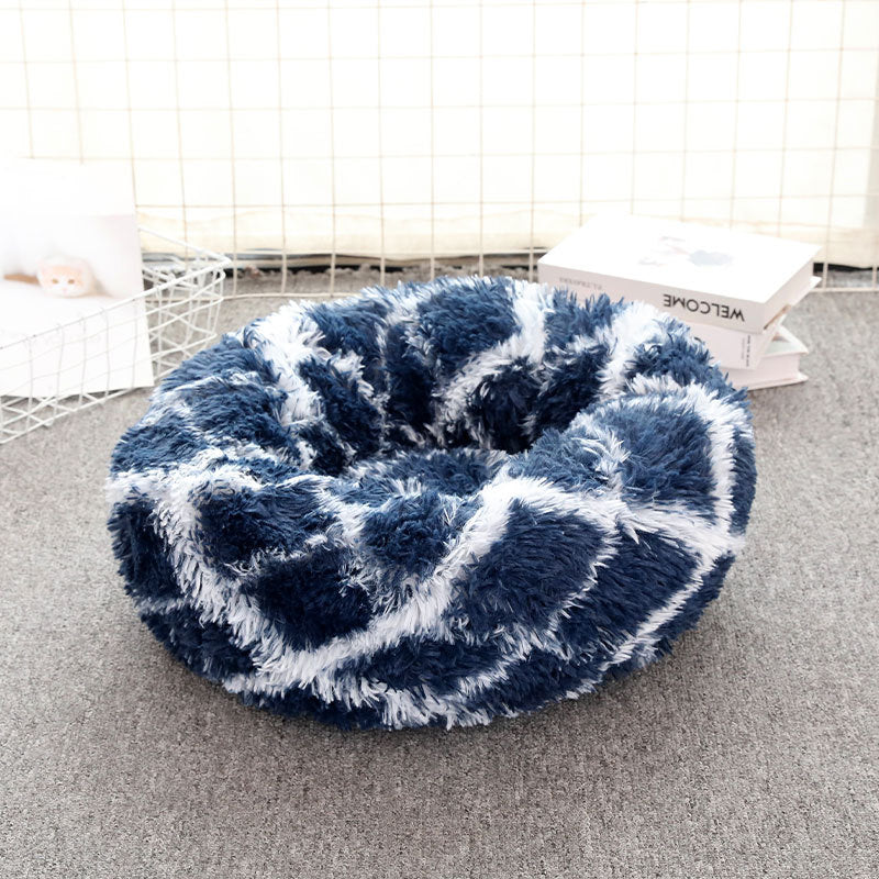 Plush Round Pet Bed Warm Cozy Nest For Pets