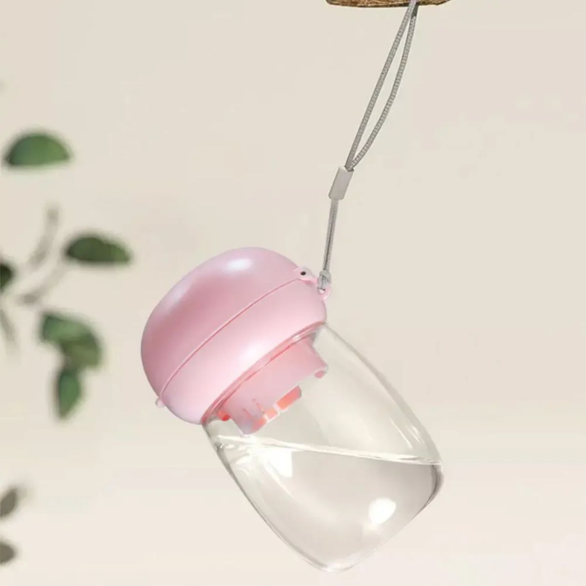 Portable Pet Water Bottle With Feeding Bowl And Lanyard
