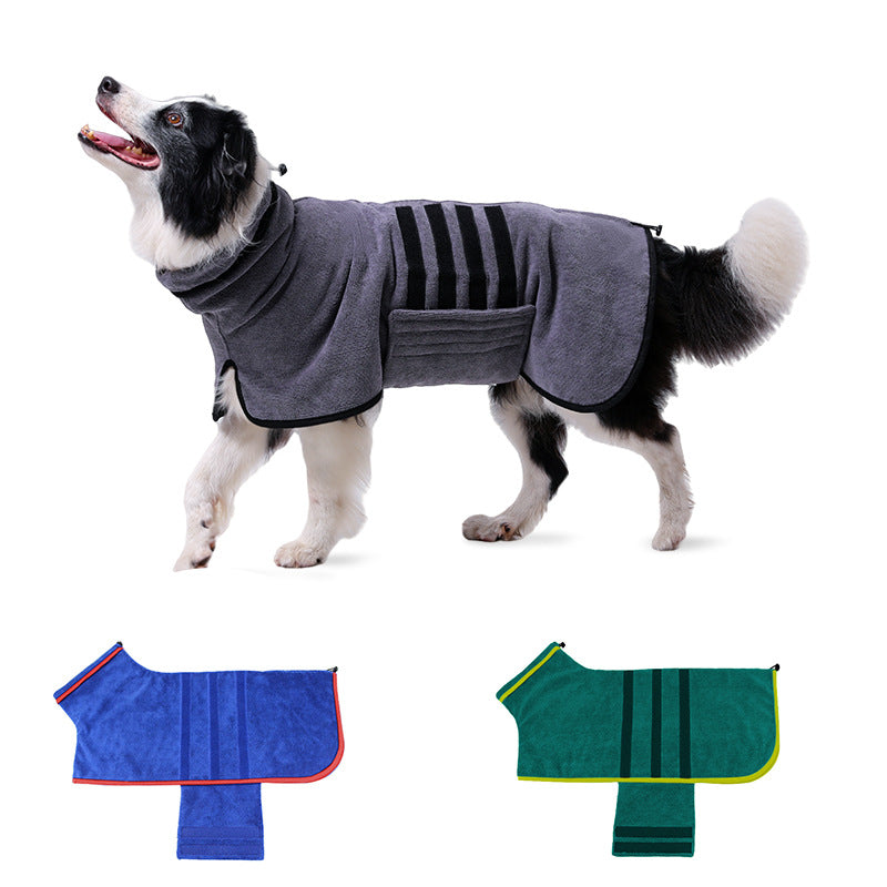 Pet Adjustable Bathrobe Water Absorbent Drying Towel Grooming Coat