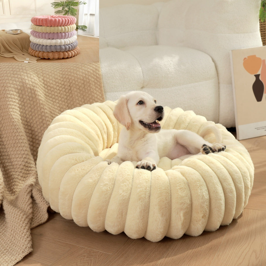 Soft Plush Pet Nest Round Warm Winter Bed Kennel