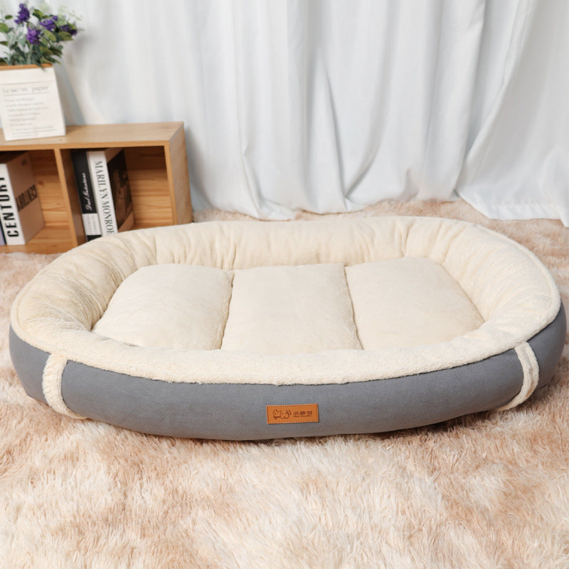 Linen Round Non Slip Pet Bed Mat Cozy Nest