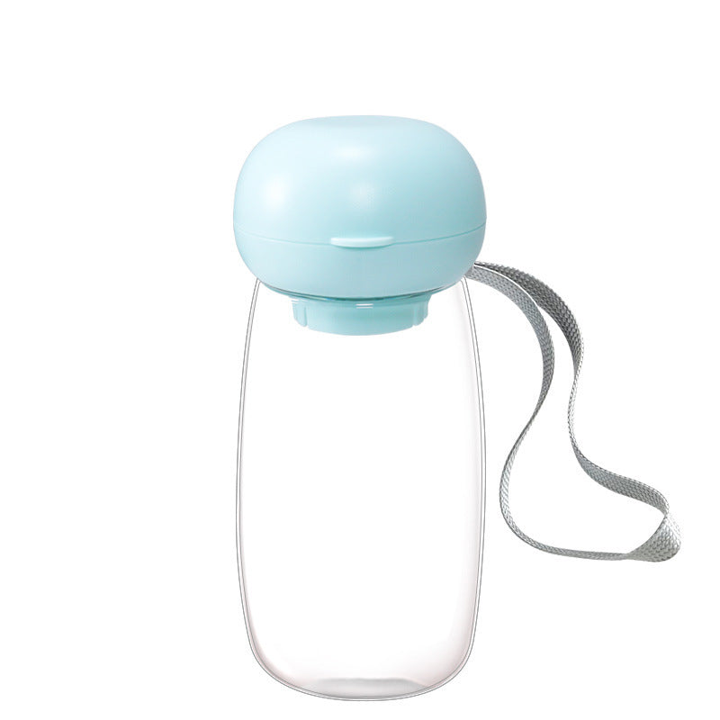 Portable Pet Water Bottle With Feeding Bowl And Lanyard