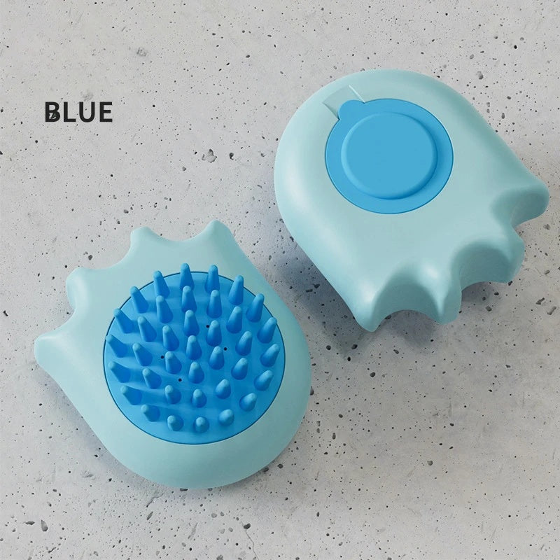 Pet Bath Brush Massage Comb Shampoo Dispenser Cleaning Tool