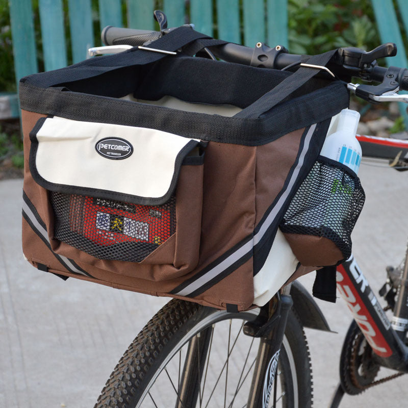Pet Bicycle Front Basket Removable Carrier Bag