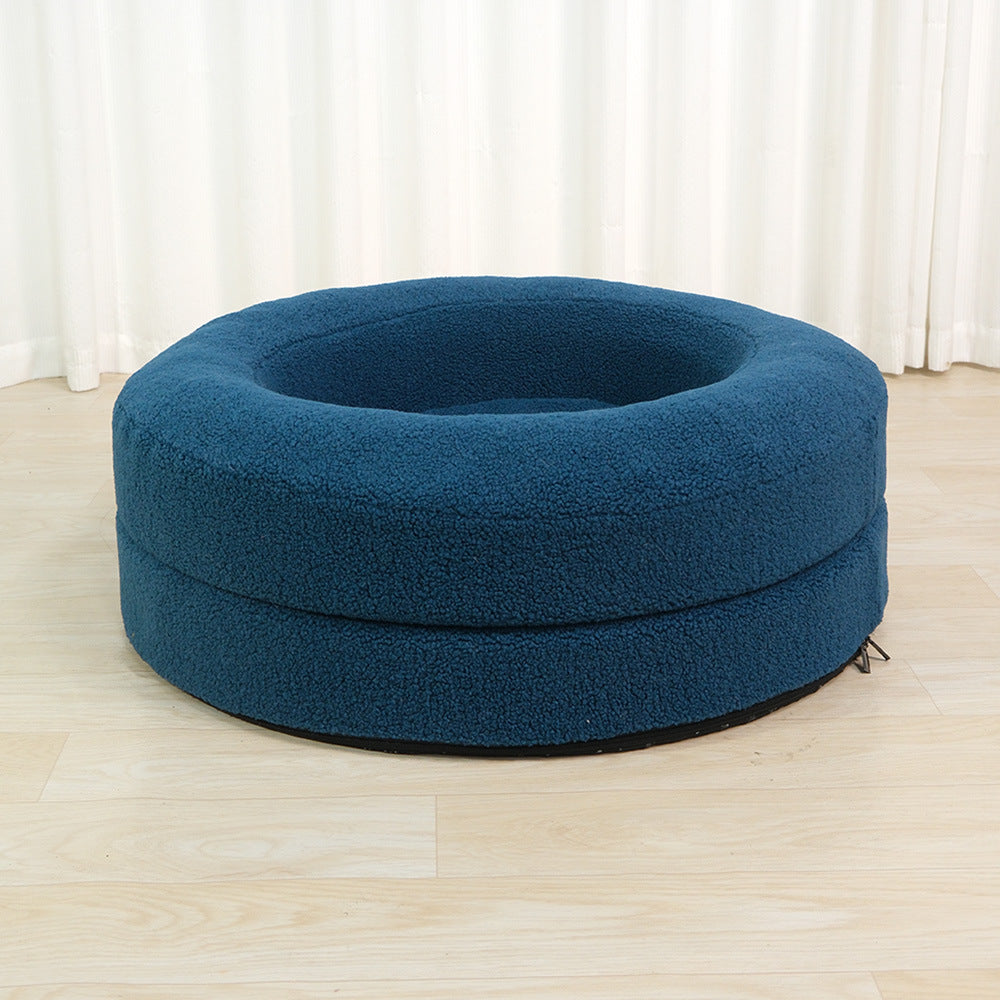 Solid Color Leisure Round Pet Bed Nest Indoor