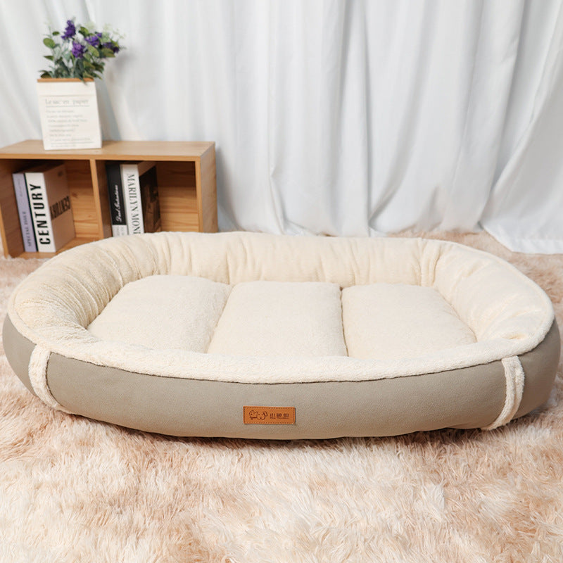 Linen Round Non Slip Pet Bed Mat Cozy Nest