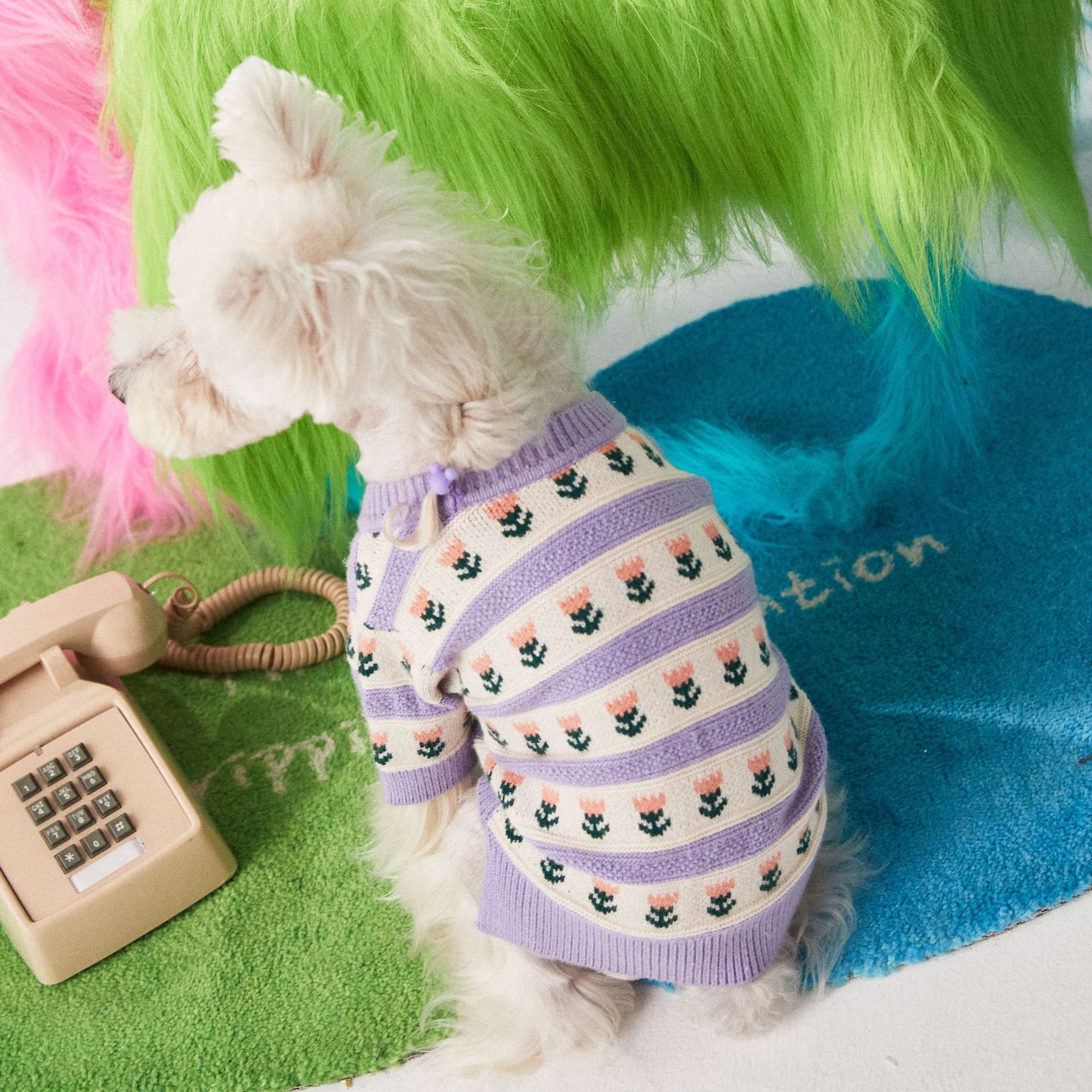 Pet Flower Cardigan Sweater Clothing