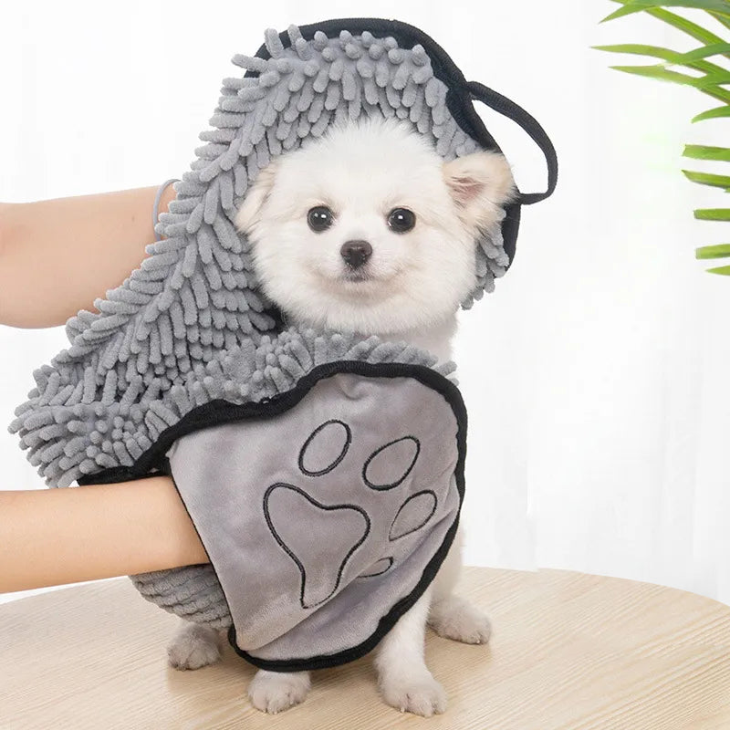 Pet Microfiber Absorbent Quick Drying Bath Towel With Pockets