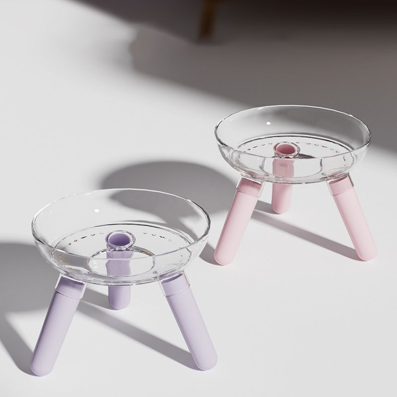 Transparent Pet Feeding Bowl Anti Knock Water And Food Dish