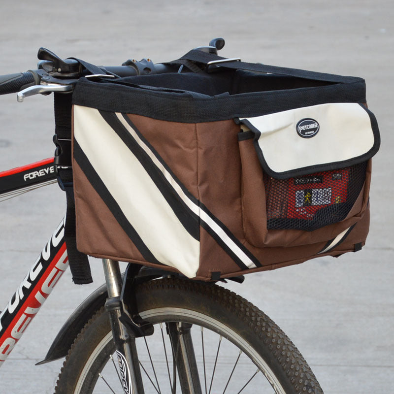 Pet Bicycle Front Basket Removable Carrier Bag