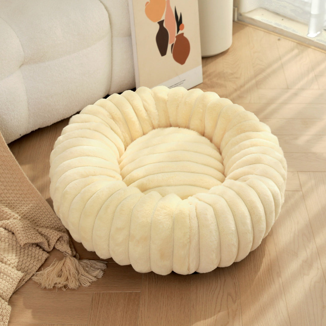 Soft Plush Pet Nest Round Warm Winter Bed Kennel