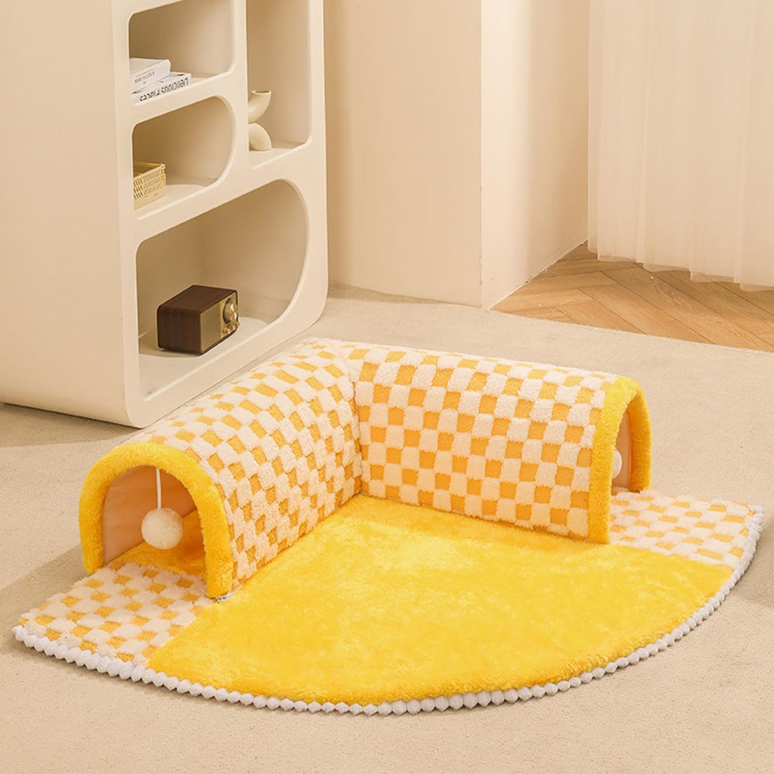 2 In 1 Plush Pet Bed Tunnel Soft Cozy Fun Nest