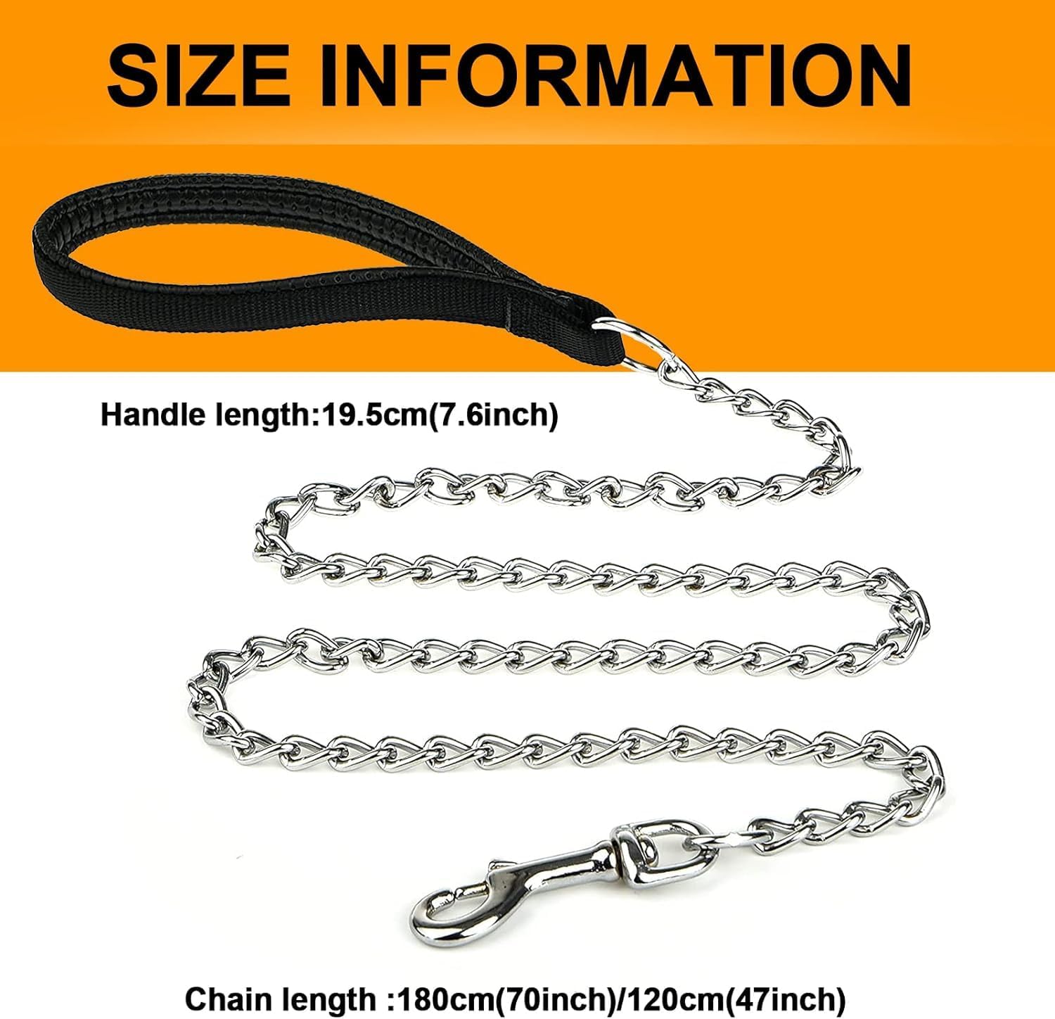 Heavy Duty Chew Proof Pet Leash Chain With Padded Handle