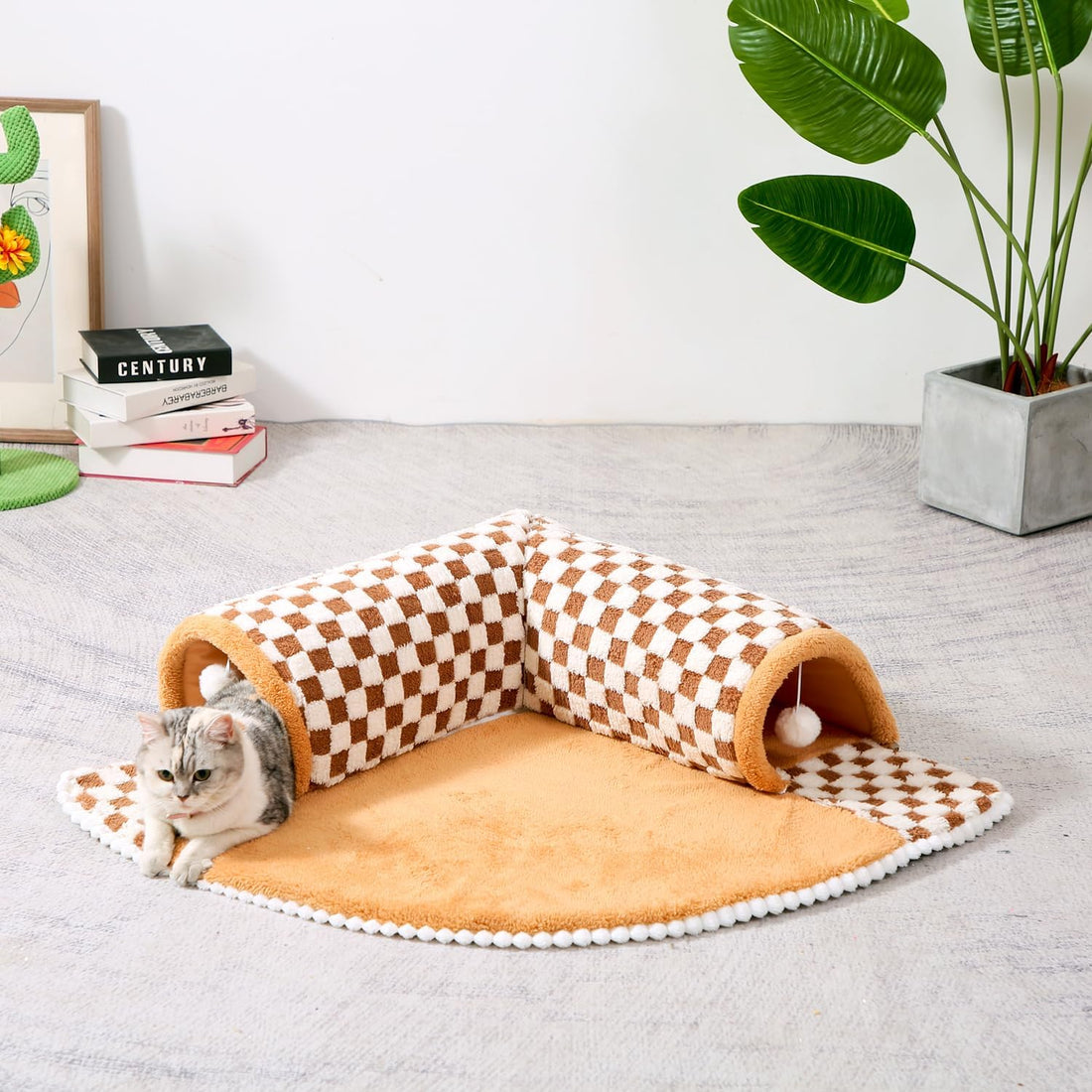 2 In 1 Plush Pet Bed Tunnel Soft Cozy Fun Nest