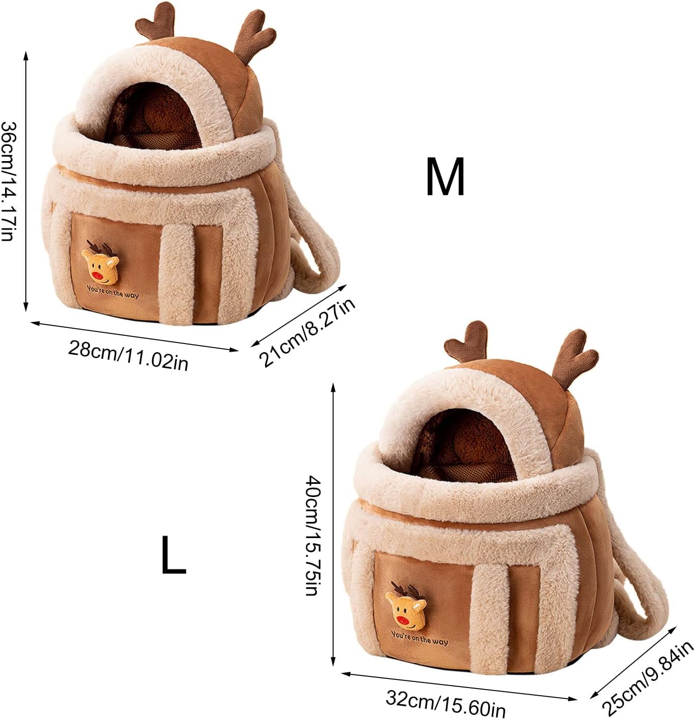 Pet Plush Winter Travel Carrier Backpack Bag With Hand Warmers