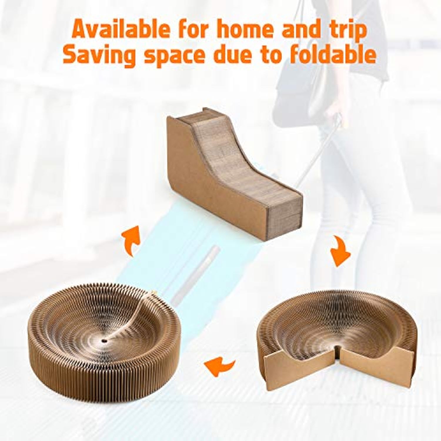 Collapsible Cardboard Pet Scratcher Round Lounge Bed