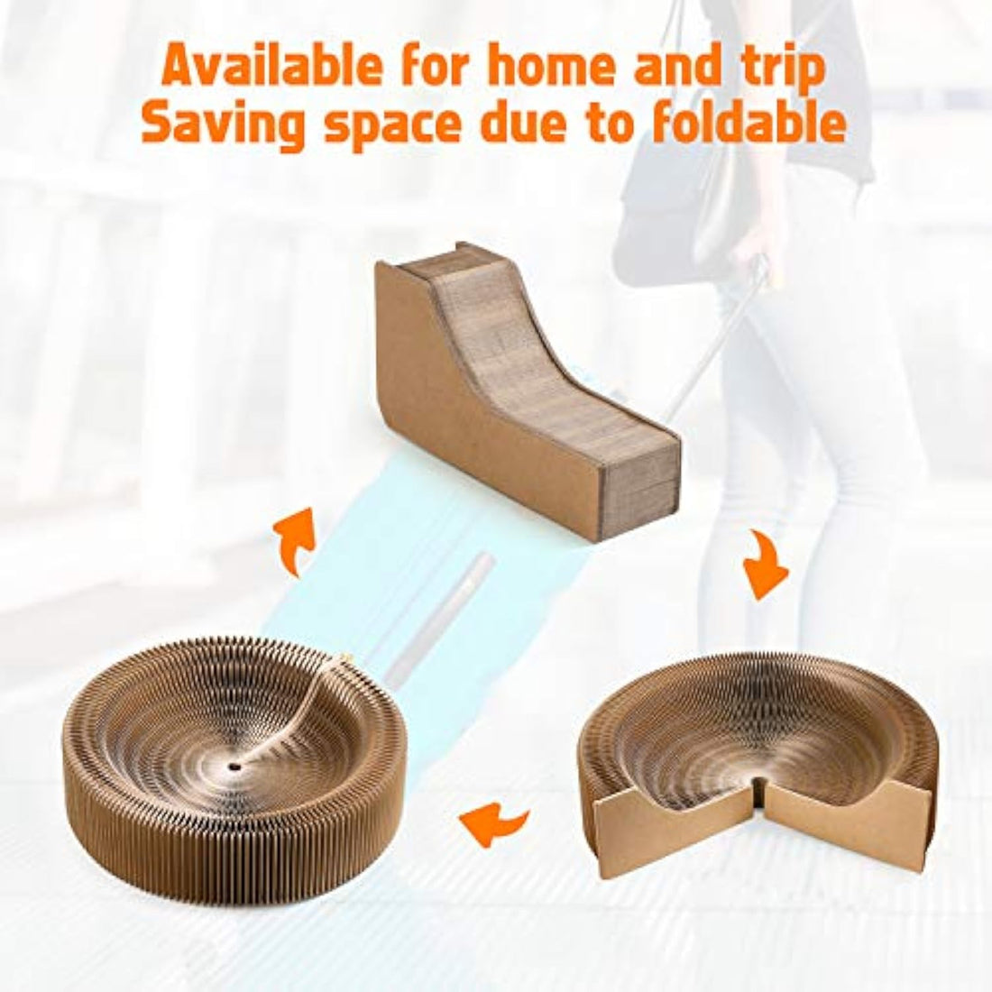 Collapsible Cardboard Pet Scratcher Round Lounge Bed
