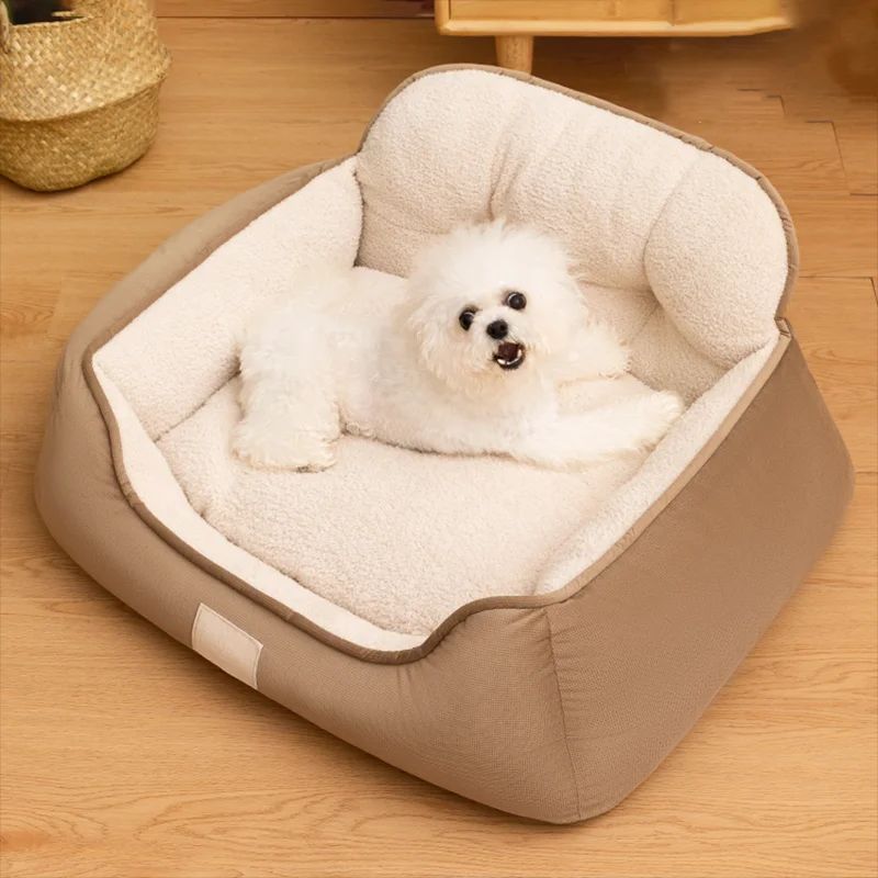 Cozy Plush Pet Bed Warm Washable Fluffy Indoor Kennel
