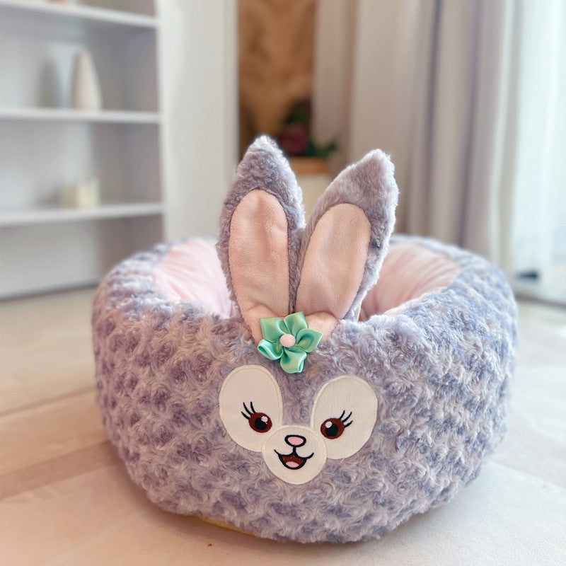 Cartoon Plush Pet Nest Red Panda Style Cozy Round Bed All Season Cushion