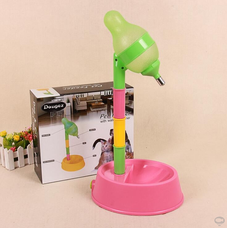 Automatic Pet Water Dispenser With Adjustable Height Feeder Bowl Stand
