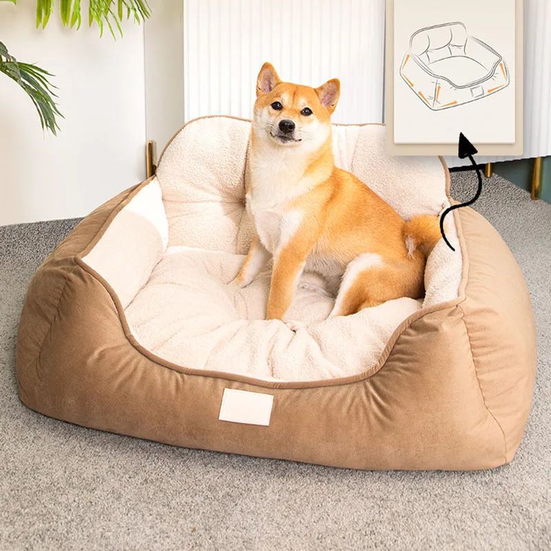 Cozy Plush Pet Bed Warm Washable Fluffy Indoor Kennel