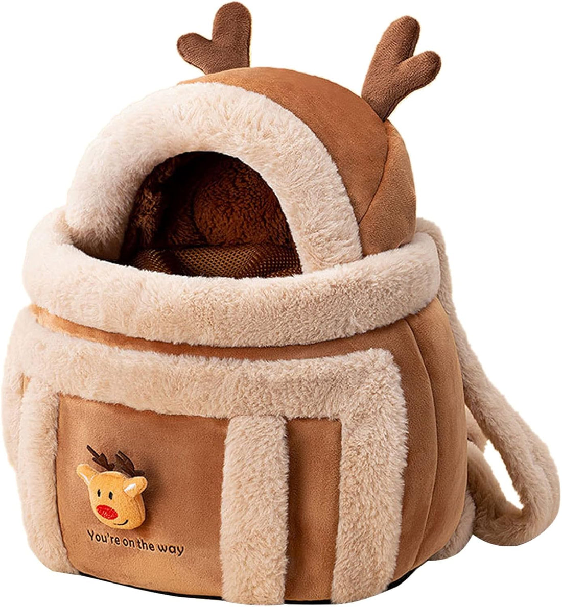 Pet Plush Winter Travel Carrier Backpack Bag With Hand Warmers
