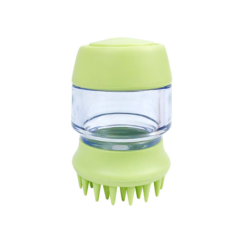 Pet Silicone Bath Brush Shampoo Dispenser Double Head Grooming Brush