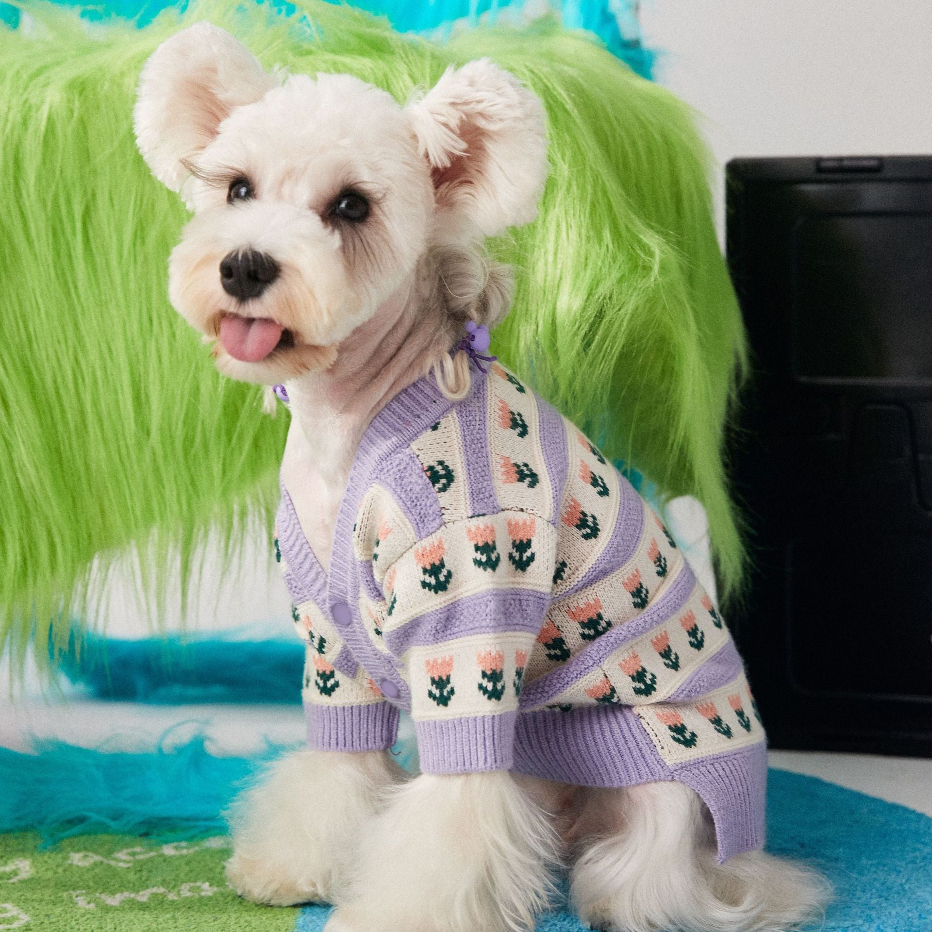 Pet Flower Cardigan Sweater Clothing