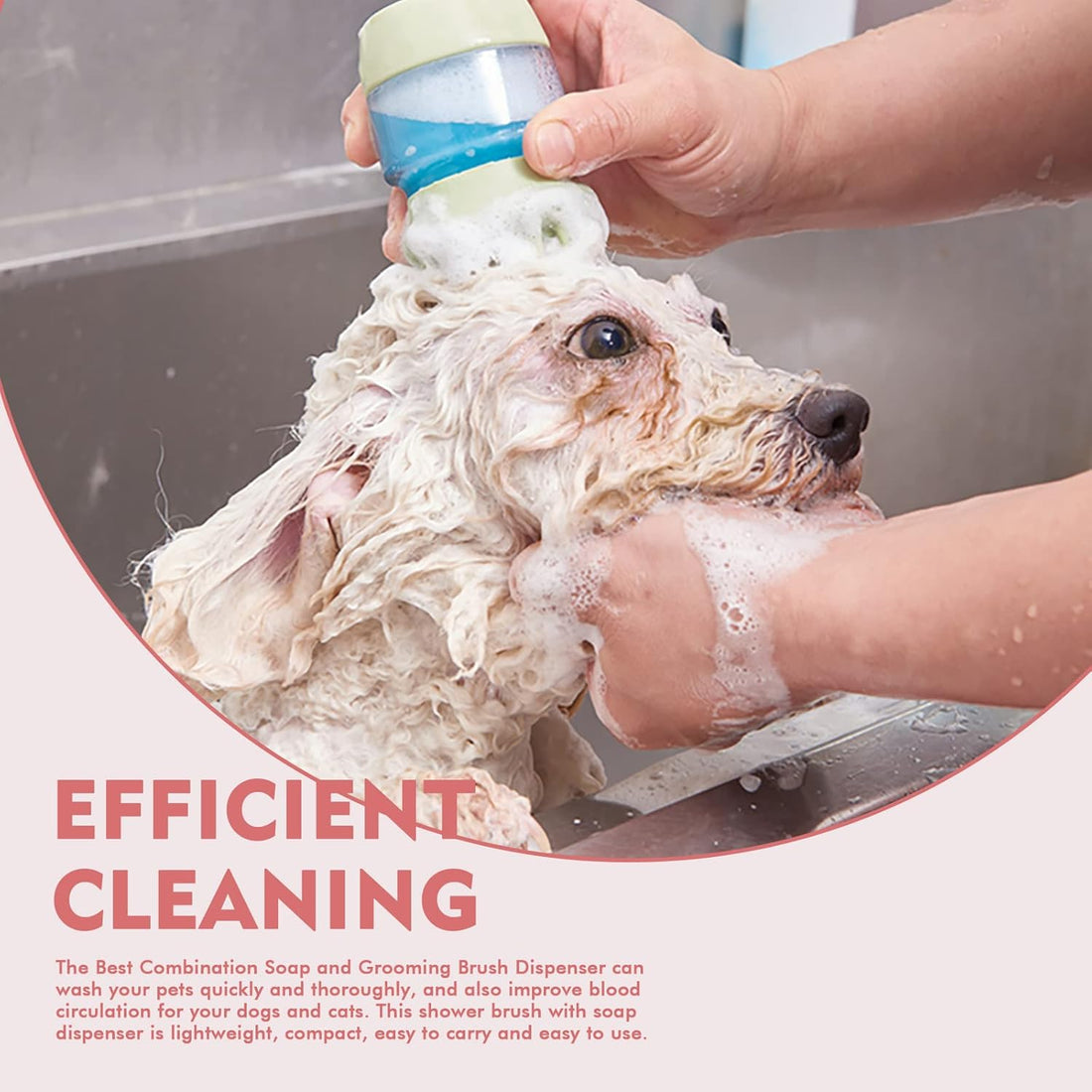 Pet Silicone Bath Brush Shampoo Dispenser Double Head Grooming Brush