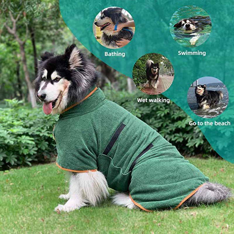 Pet Bathrobe Microfiber Fast Drying Absorbent Grooming Towel Coat