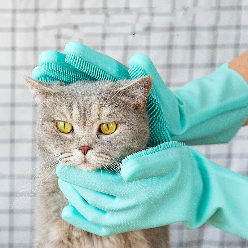 Pet Silicone Grooming Glove Massage Hair Cleaning Brush