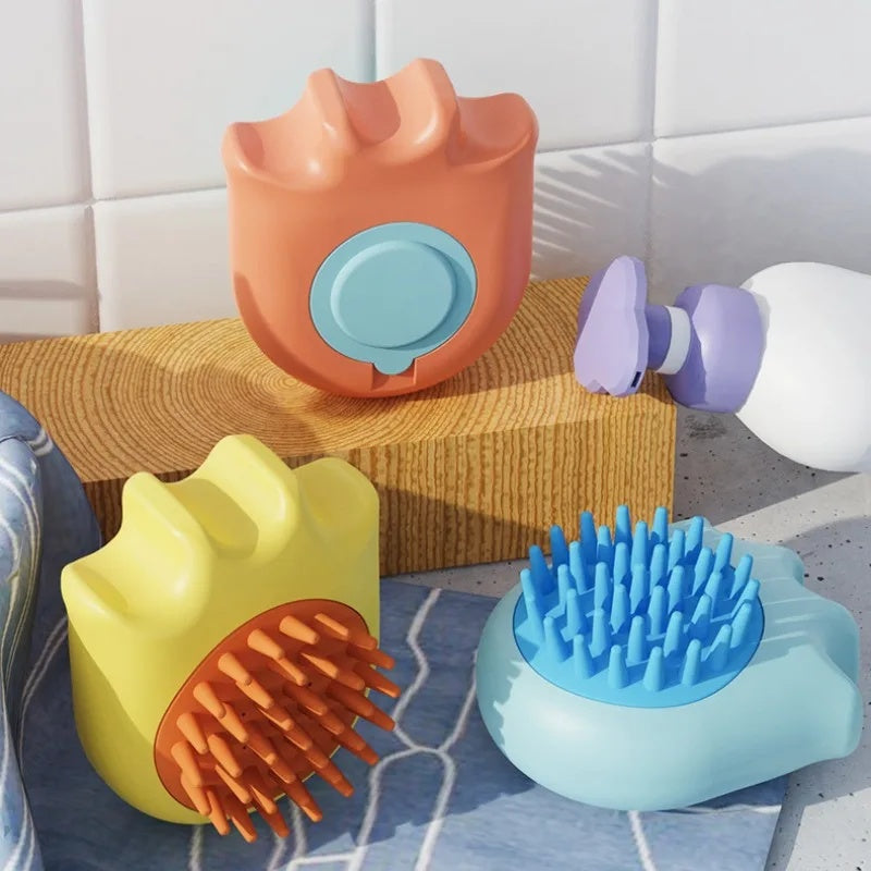 Pet Bath Brush Massage Comb Shampoo Dispenser Cleaning Tool
