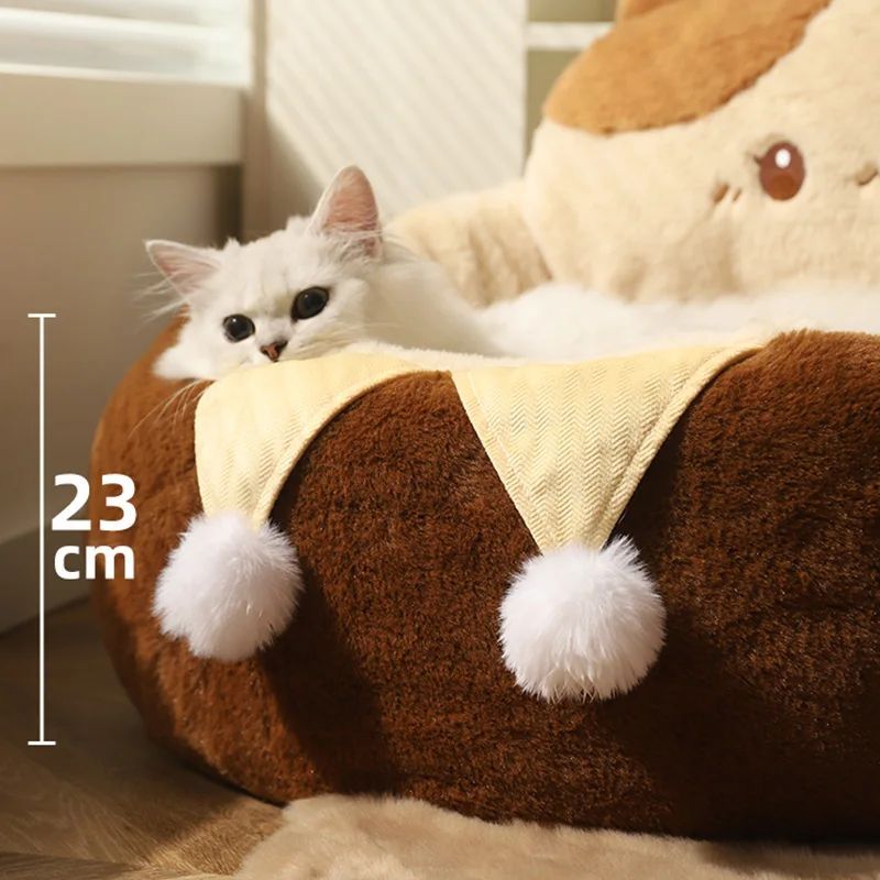 Round Pet Sofa Bed Winter Warm Deep Sleep Cushion Nest