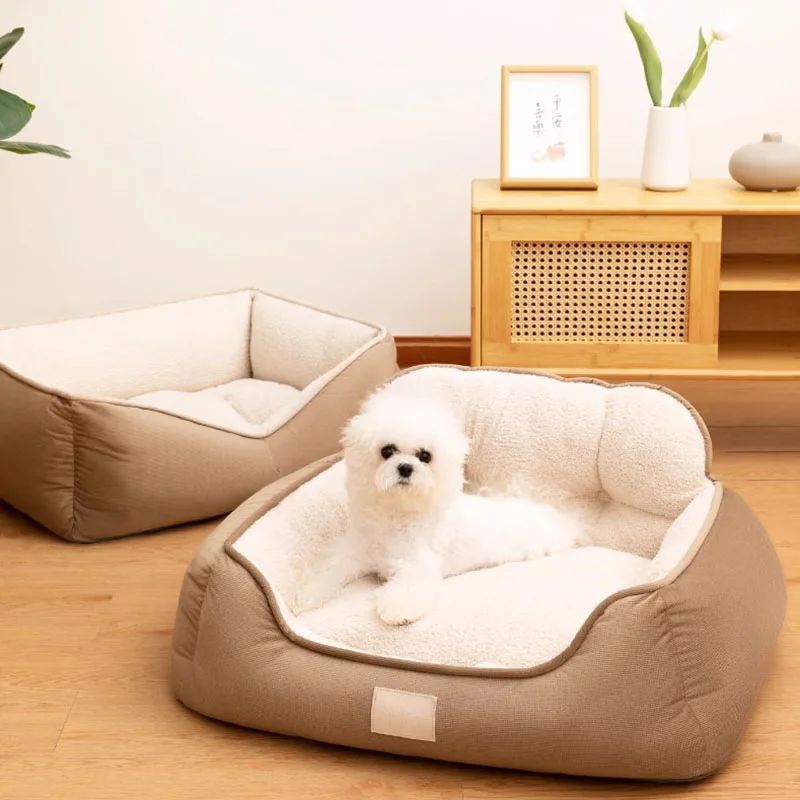 Cozy Plush Pet Bed Warm Washable Fluffy Indoor Kennel