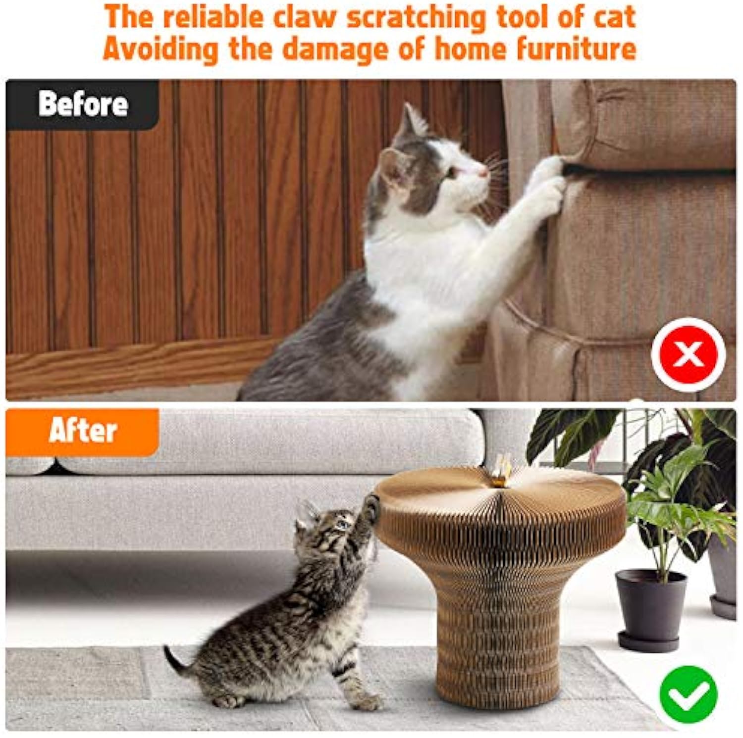Collapsible Cardboard Pet Scratcher Round Lounge Bed