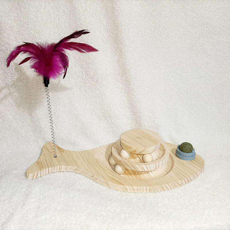Wooden Cat Turntable Bite Resistant Interactive Toy