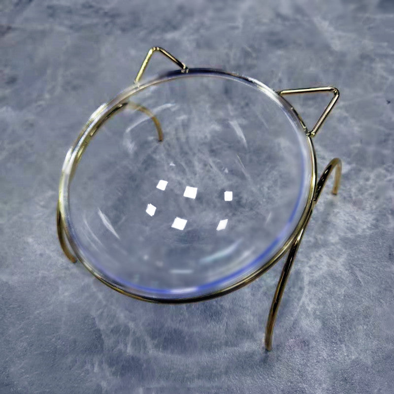 Glass Pet Feeding Bowl With Metal Stand Food And Water Dish