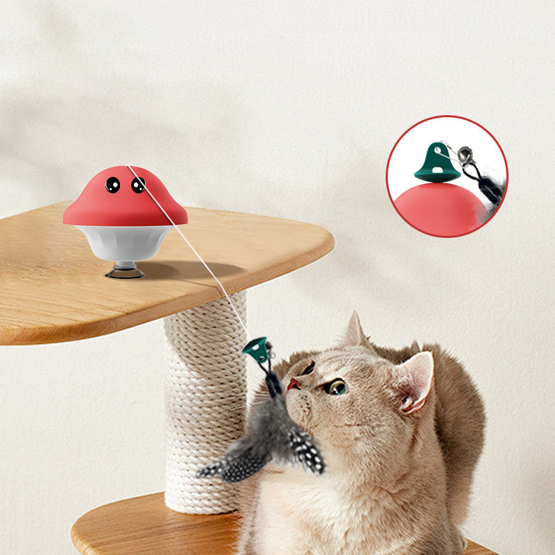 Retractable Suction Cup Pet Wand Teaser Toy For Indoor Play