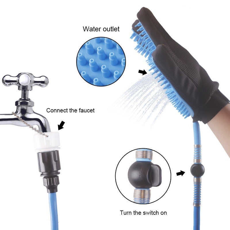 Pet Five Finger Shower Gloves Spray Bath Massage Brush
