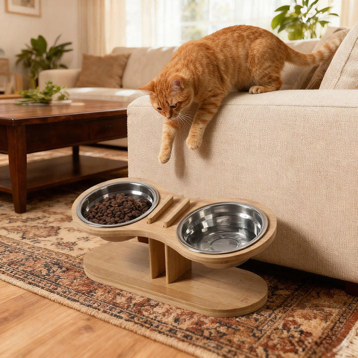 Adjustable Tilted Pet Feeding Bowl Stand Ergonomic Dish