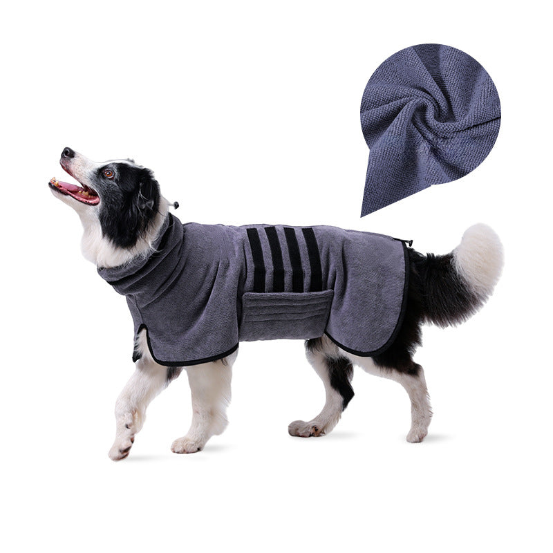 Pet Adjustable Bathrobe Water Absorbent Drying Towel Grooming Coat