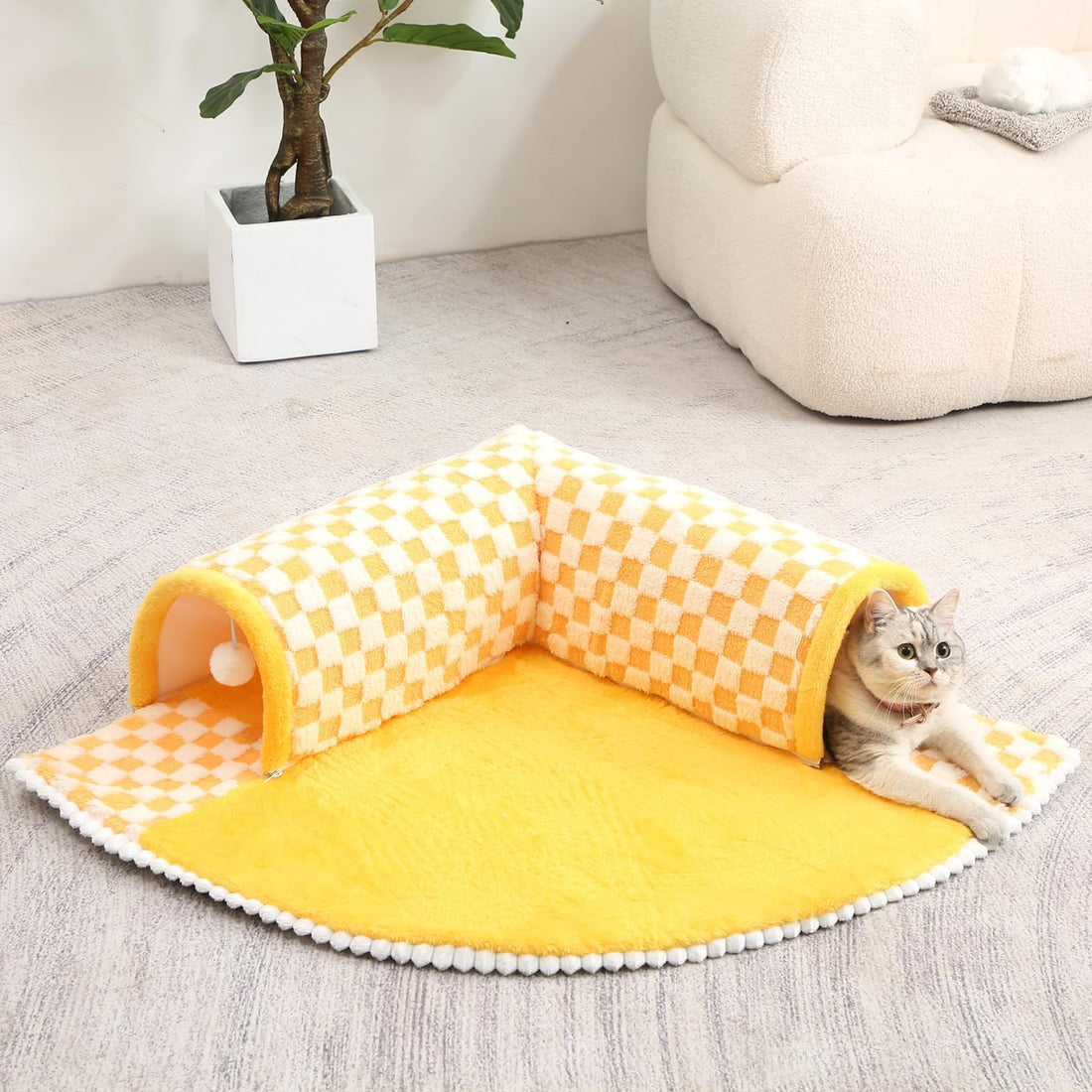 2 In 1 Plush Pet Bed Tunnel Soft Cozy Fun Nest