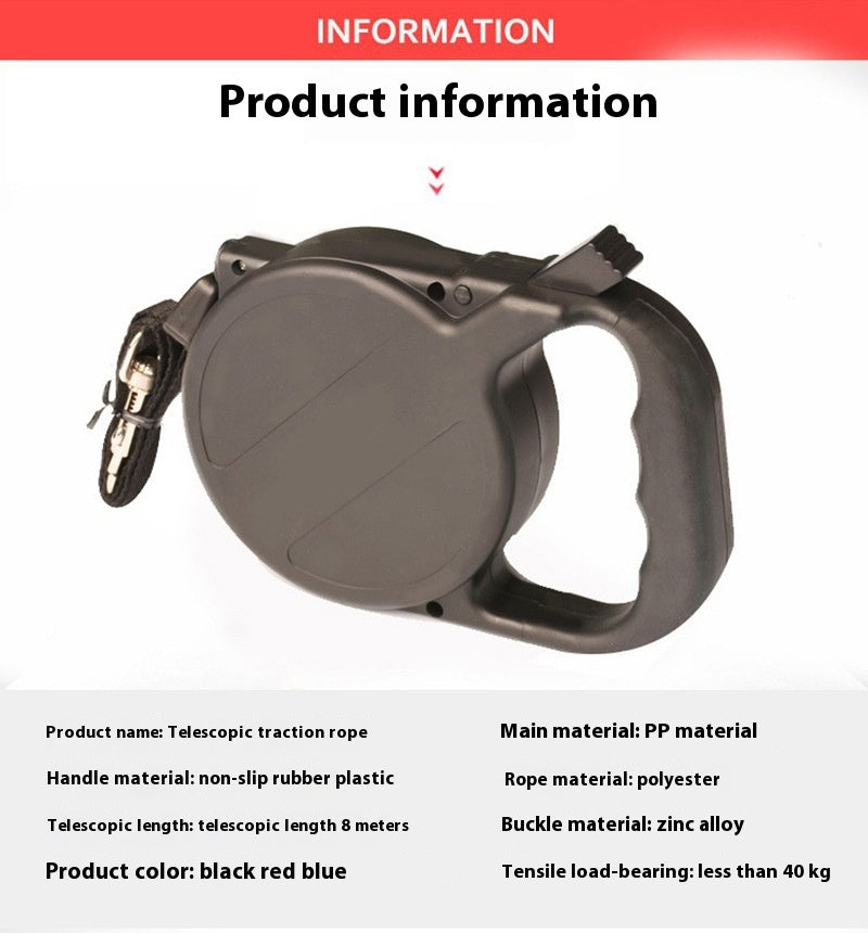 8m Automatic Retractable Nylon Pet Leash Durable Design